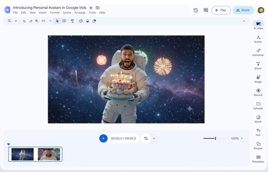 Google Vids now lets you star in your own AI videos