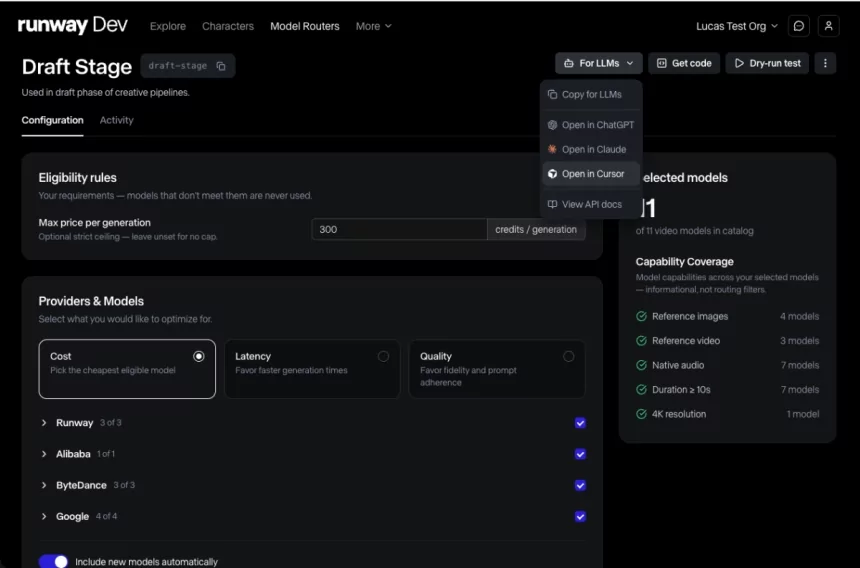 Runway launches AI model router as generative media gets crowded