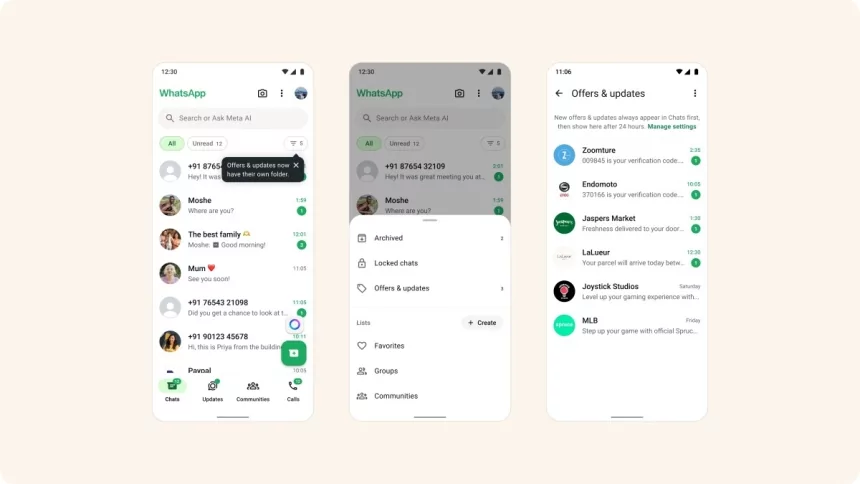 WhatsApp is testing a new folder for messages from large businesses